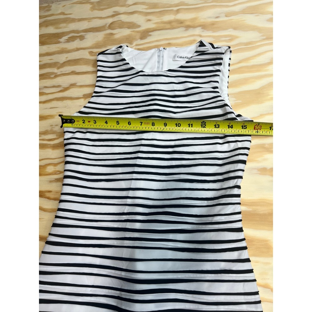 Calvin Klein Womens Black White Striped Sleeveless Sheath Dress Size 4 - Picture 4 of 6